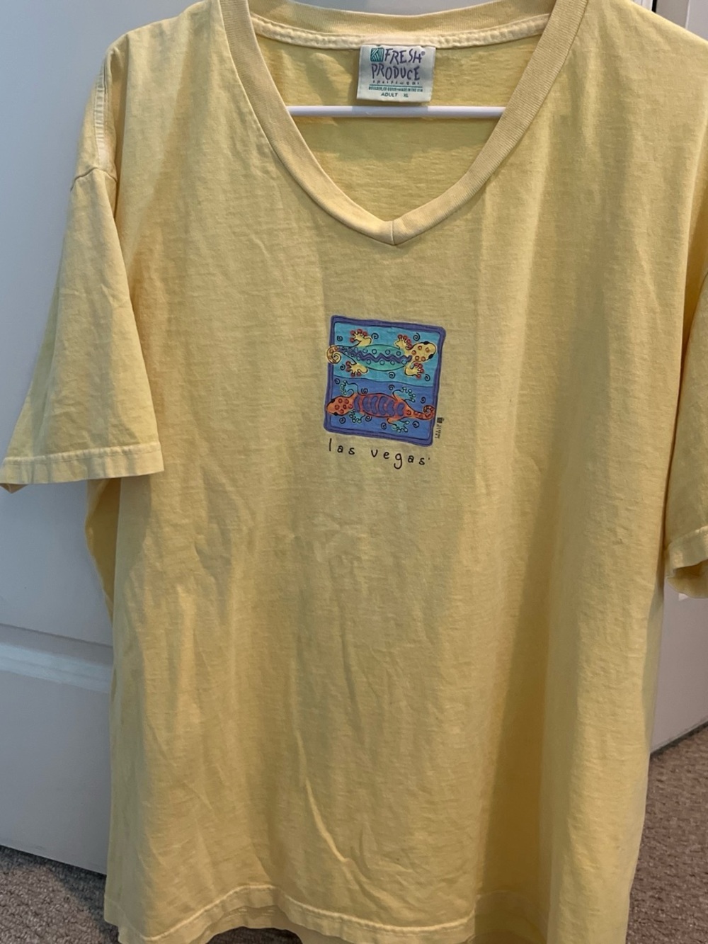 Fresh Produce Pale Yellow V-Neck Tee XL